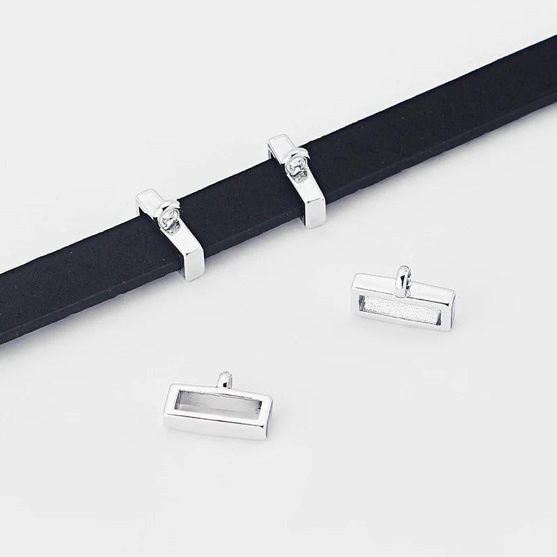10pcs Slider Spacer Charms Beads for Flat Leather Cord DIY Bracelet Bangle