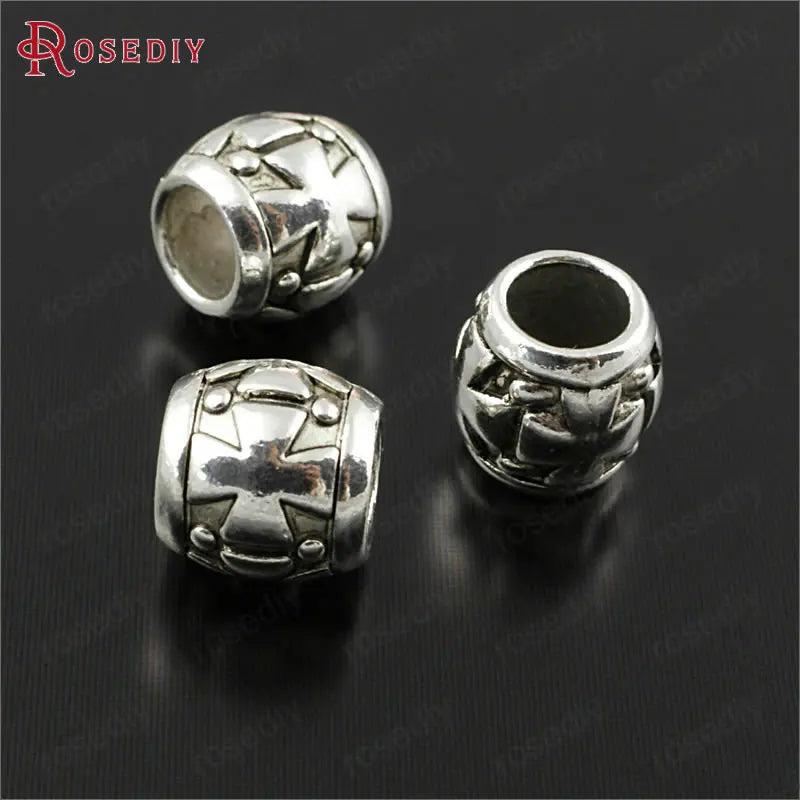 30PCS Antique Style Cross Large Hole Beads Spacer Beads