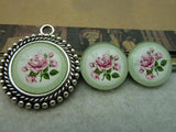 8pcs Vintage Flower Rose Pattern Glass Cabochons 20mm DIY Jewelry Findings