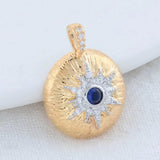 14K Brass Zircon Round Charms Pendants Jewelry Making Supplies