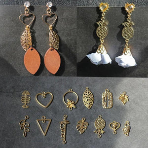 10pcs Leaf & Heart Hollow Pendant Base for DIY Earrings Necklace Bracelet