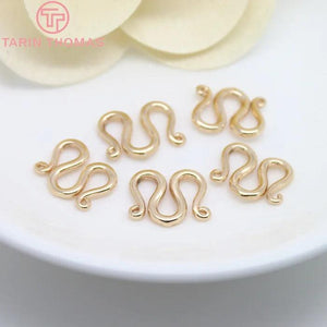 10PCS 10x13MM 24K Plated Brass M Shape Necklace Clasps DIY Jewelry Accessories
