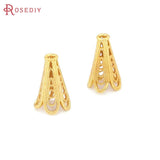 6PCS 8x13MM Hole 1.5MM Matte Brass Beads Caps Tassel Caps Jewelry Beads