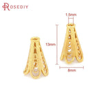 6PCS 8x13MM Hole 1.5MM Matte Brass Beads Caps Tassel Caps Jewelry Beads