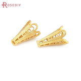 6PCS 8x13MM Hole 1.5MM Matte Brass Beads Caps Tassel Caps Jewelry Beads