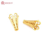 6PCS 8x13MM Hole 1.5MM Matte Brass Beads Caps Tassel Caps Jewelry Beads