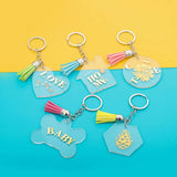 10Pcs/Lot Acrylic Round Blank Keychain Pendants for DIY Jewelry Making