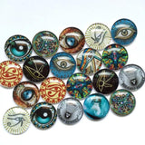 Mixed Pattern Glass Cabochons Round Jewelry Accessories 10pcs