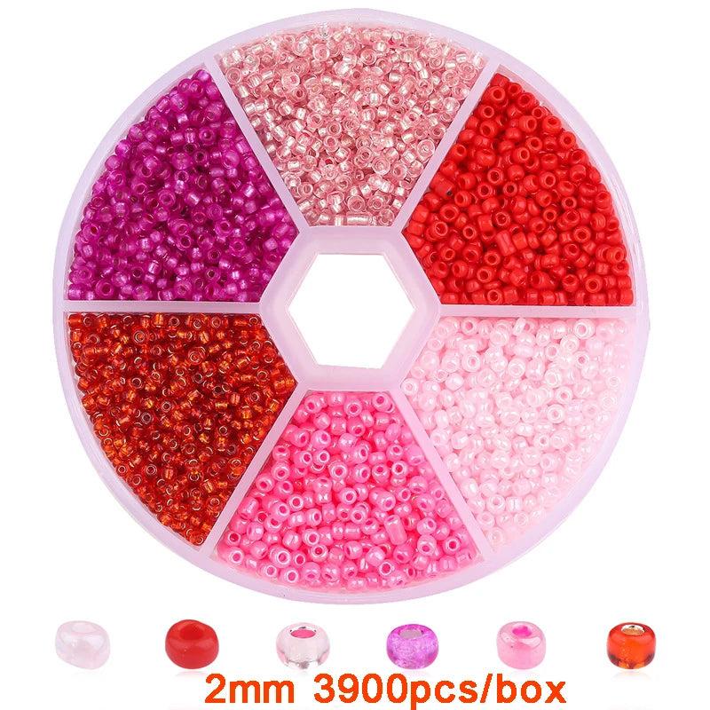 3900pcs Czech Glass Seed Bead Box Set 2-3mm Mix for Jewelry Making