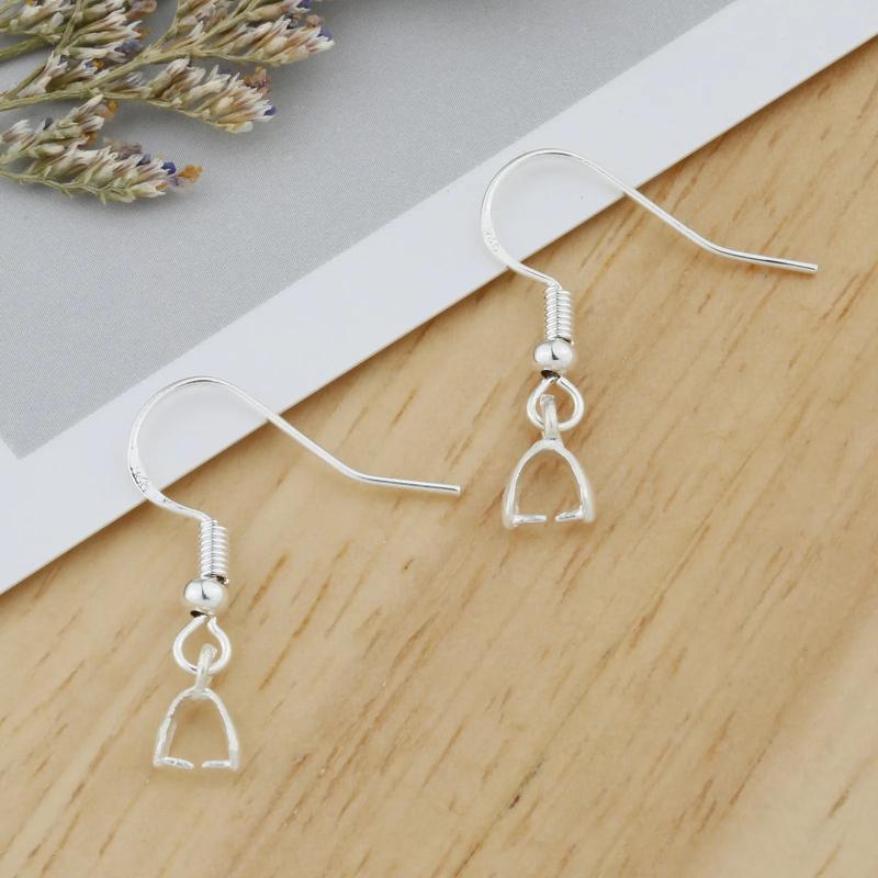925 Silver Hook Earring Setting DIY Jewelry Clasp Base Wires Accessorie