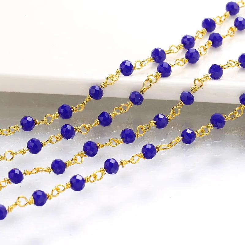 1m Copper Glass Beads Golden Chain for DIY Jewelry Making