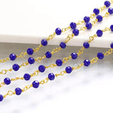 1m Copper Glass Beads Golden Chain for DIY Jewelry Making