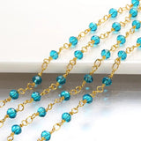 1m Copper Glass Beads Golden Chain for DIY Jewelry Making