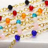 1m Copper Glass Beads Golden Chain for DIY Jewelry Making