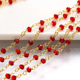 1m Copper Glass Beads Golden Chain for DIY Jewelry Making
