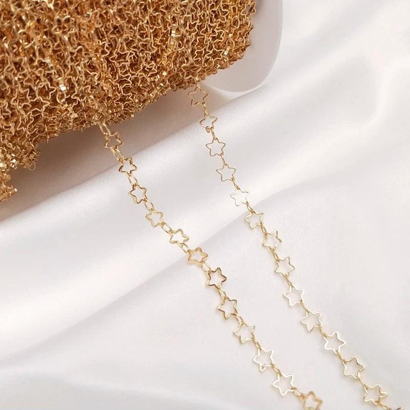 18K Plated Star Chain for DIY Jewelry Making