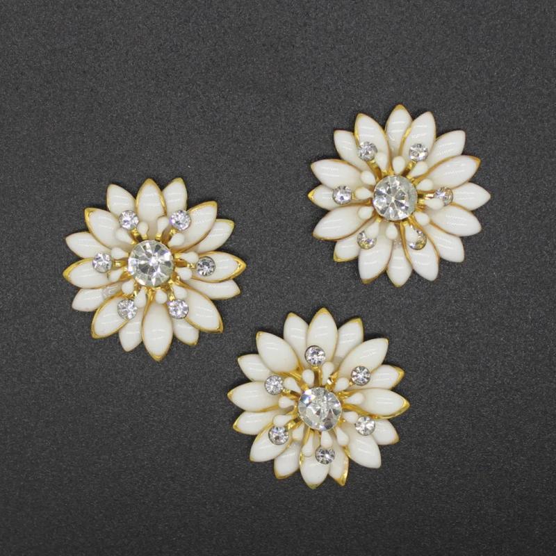 10pcs Multilayer Sunflowers Metal Alloy Crystal Drops Of Glaze Enamel Flowers