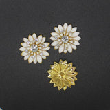 10pcs Multilayer Sunflowers Metal Alloy Crystal Drops Of Glaze Enamel Flowers