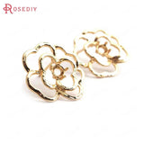 6PCS 18x17.5MM 24K Brass Flower Stud Earrings DIY Jewelry Findings