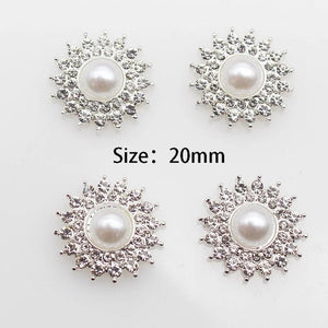 10pcs Flat Bottom Decal Rhinestone Pearl Flower Core Hair Jewelry Accessories