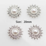 10pcs Flat Bottom Decal Rhinestone Pearl Flower Core Hair Jewelry Accessories