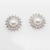 10pcs Flat Bottom Decal Rhinestone Pearl Flower Core Hair Jewelry Accessories