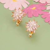 18K Plated Copper Ear Clip with Zircons for DIY Earrings