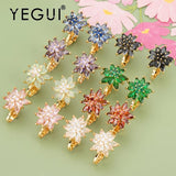 18K Plated Copper Ear Clip with Zircons for DIY Earrings