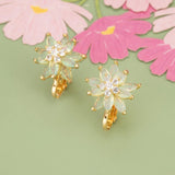18K Plated Copper Ear Clip with Zircons for DIY Earrings