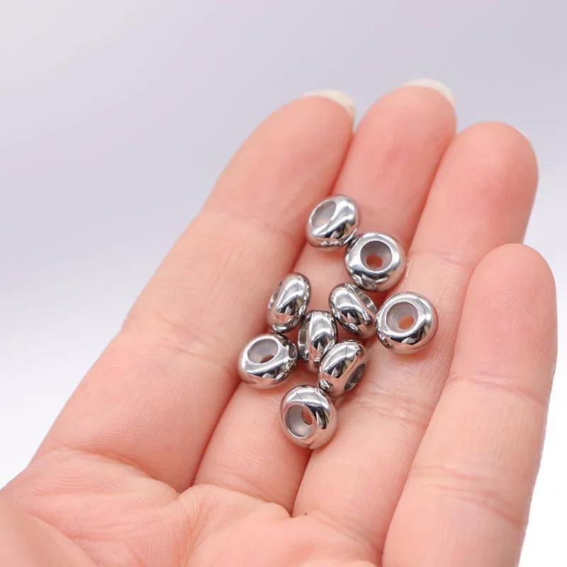 10pcs 8mm Stainless Steel Stopper Beads Rubber Spacer DIY Charm Jewelry Making