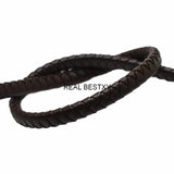 1m 8*5mm Brown Braided Flat Leather Cord for Men Bracelets DIY