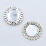 2pcs 42mm Round Rhinestones Pearl Tray Ornaments Clothing DIY Jewelry