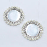 2pcs 42mm Round Rhinestones Pearl Tray Ornaments Clothing DIY Jewelry