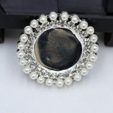 2pcs 42mm Round Rhinestones Pearl Tray Ornaments Clothing DIY Jewelry
