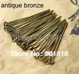 200pcs Eye Pins 50x0.7mm Jewelry Findings (21 Gauge)