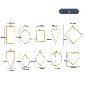10pc Hollow Frame Beze Resin Molds DIY Necklace Kit
