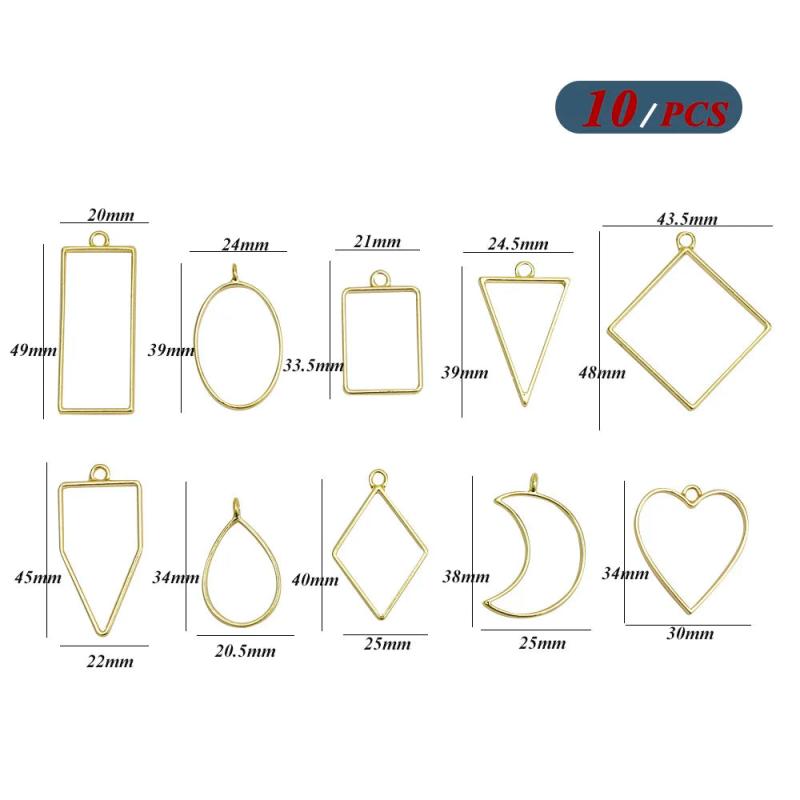 10pc Hollow Frame Beze Resin Molds DIY Necklace Kit
