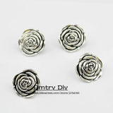 Dmtry 5pcs Ancient Silver Rose Flowers Jewelry Findings DIY Parts