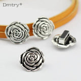 Dmtry 5pcs Ancient Silver Rose Flowers Jewelry Findings DIY Parts
