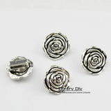 Dmtry 5pcs Ancient Silver Rose Flowers Jewelry Findings DIY Parts