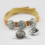 Dmtry 5pcs Ancient Silver Rose Flowers Jewelry Findings DIY Parts