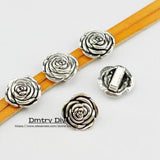 Dmtry 5pcs Ancient Silver Rose Flowers Jewelry Findings DIY Parts