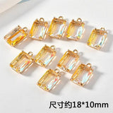 Two-Color Gradient Crystal Mosaic Square Cut Pendant DIY Earrings Necklace