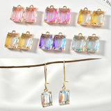 Two-Color Gradient Crystal Mosaic Square Cut Pendant DIY Earrings Necklace