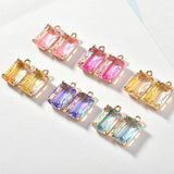 Two-Color Gradient Crystal Mosaic Square Cut Pendant DIY Earrings Necklace