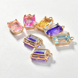 Two-Color Gradient Crystal Mosaic Square Cut Pendant DIY Earrings Necklace