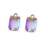 Two-Color Gradient Crystal Mosaic Square Cut Pendant DIY Earrings Necklace