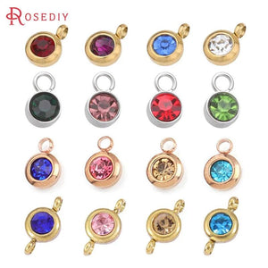 10PCS 6MM Stainless Steel Round Charms End Beads Jewelry Making Supplies