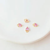 5pc 14K Copper Clad Zirconium Peach Pendant DIY Bracelet Earring Accessories