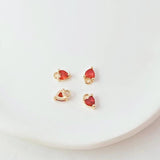 5pc 14K Copper Clad Zirconium Peach Pendant DIY Bracelet Earring Accessories